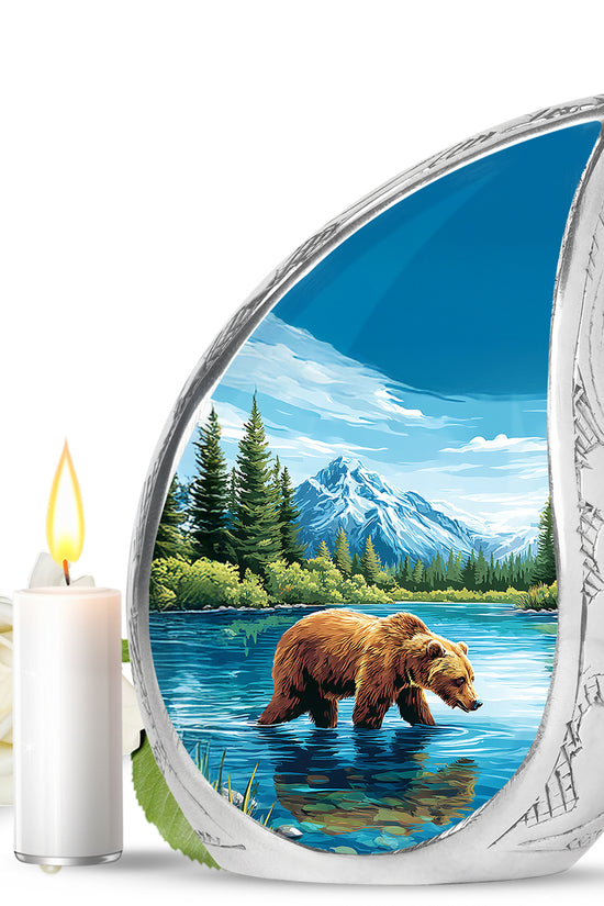 Inspiring Blue Bear Homage Urn for Human Ashes - 10-inch, 200 cu in - Yatskia