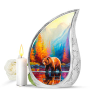 Blue Exquisite Bear Memorial Urn for Ashes - 10-inch, 200 cu in - Yatskia