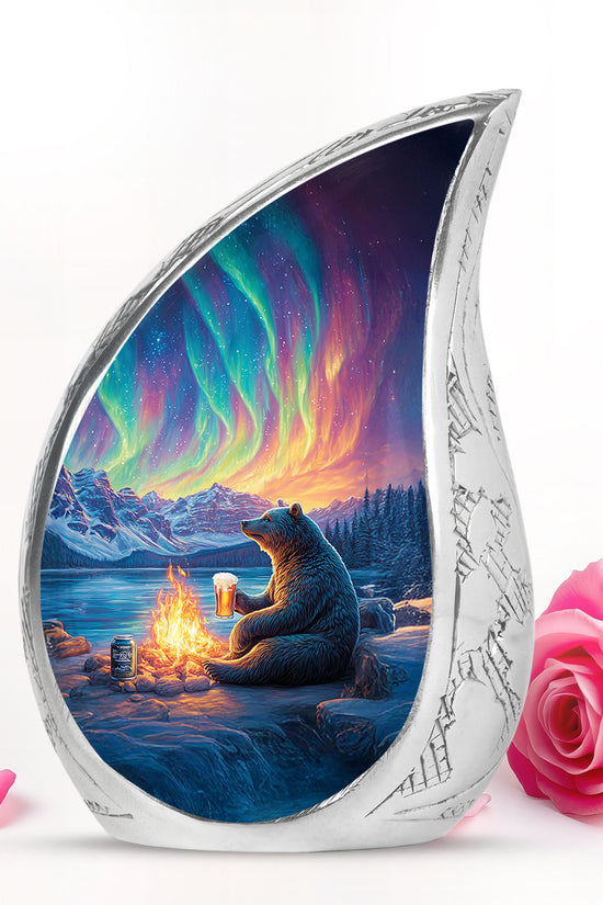 Resplendent Blue Bear Cremation Urn for Ashes - 10-inch, 200 cu in - Yatskia