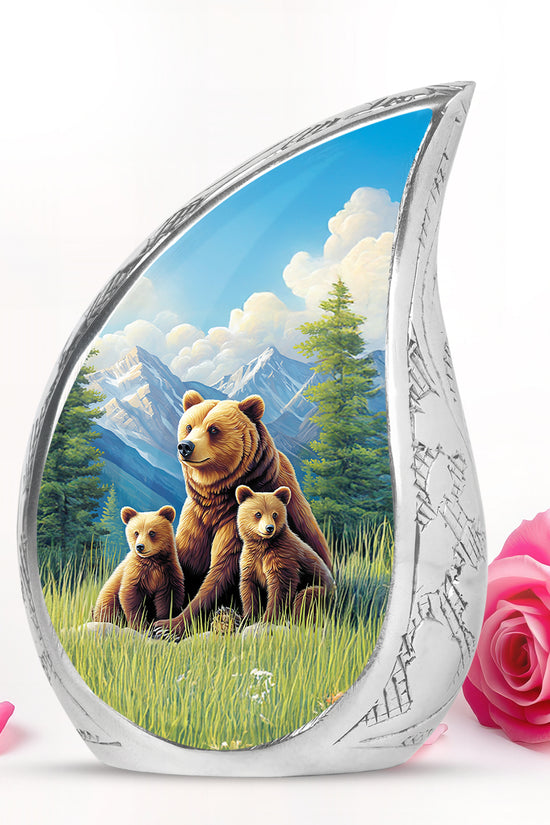 Radiant Bear Memorial Cremation Urns - Blue 10-inch, 200 cu in - Yatskia