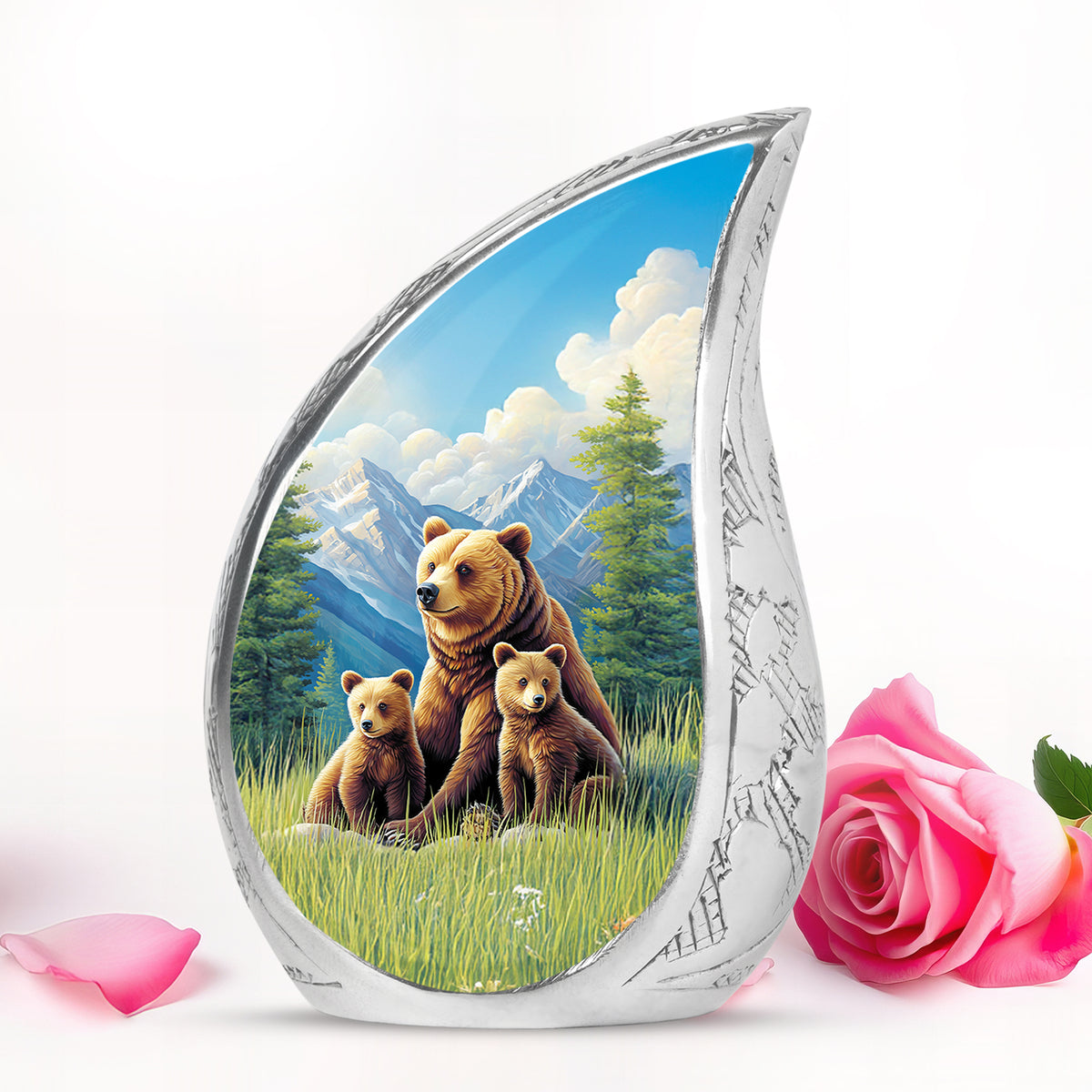 Radiant Bear Memorial Cremation Urns - Blue 10-inch, 200 cu in - Yatskia