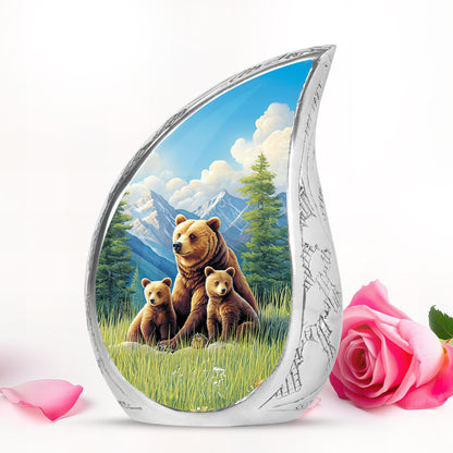 Radiant Bear Memorial Cremation Urns - Blue 10-inch, 200 cu in - Yatskia