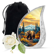 Amber Gold Bear Cremation Urn front view showing detailed design - rounded teardrop bear design with delicate detail - full-size 10 inch 200 cubic inch adult cremation urn