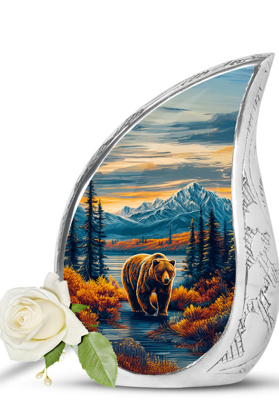Blue Beloved Bear Cremation Urns for Human Ashes - 10-inch, 200 cu in - Yatskia