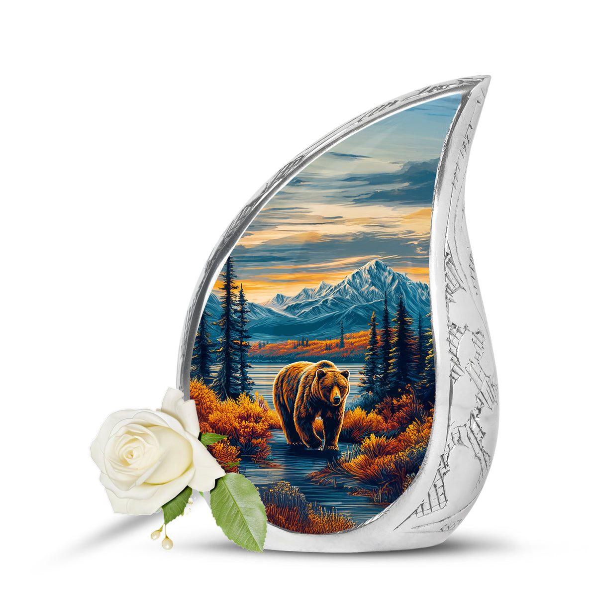 Blue Beloved Bear Cremation Urns for Human Ashes - 10-inch, 200 cu in - Yatskia
