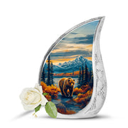 Blue Beloved Bear Cremation Urns for Human Ashes - 10-inch, 200 cu in - Yatskia