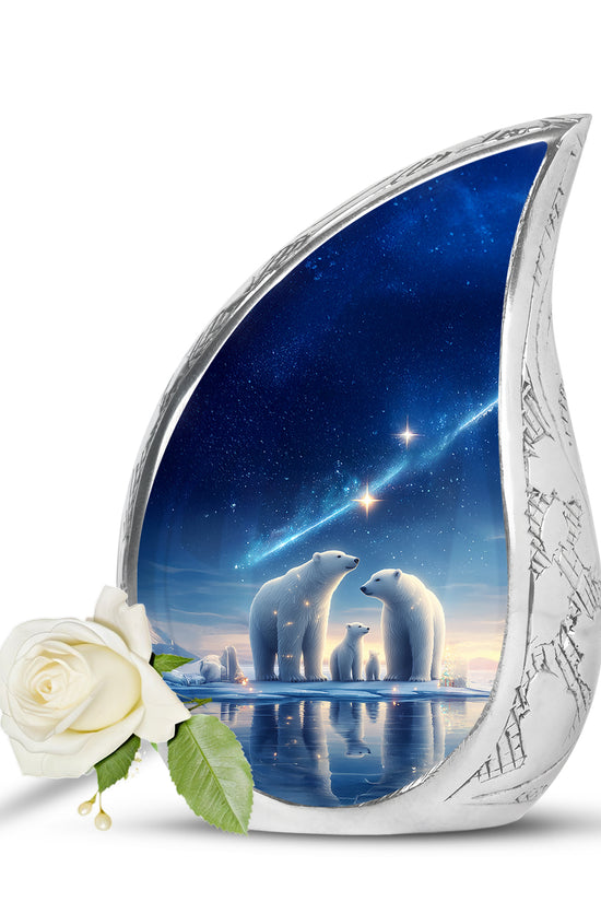 Illustrious Bear Memorial Cremation Urns - Blue 10-inch, 200 cu in - Yatskia