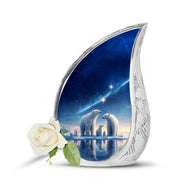 Illustrious Bear Memorial Cremation Urns - Blue 10-inch, 200 cu in - Yatskia