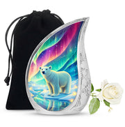 Celestial Blue Bear Cremation Urn front view showing detailed design - rounded teardrop bear design with delicate detail - full-size 10 inch 200 cubic inch adult cremation urn