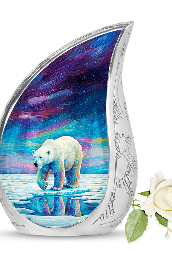 Blue Stately Bear Cremation Urns for Human Ashes - 10-inch, 200 cu in - Yatskia