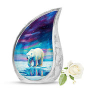 Blue Stately Bear Cremation Urns for Human Ashes - 10-inch, 200 cu in - Yatskia