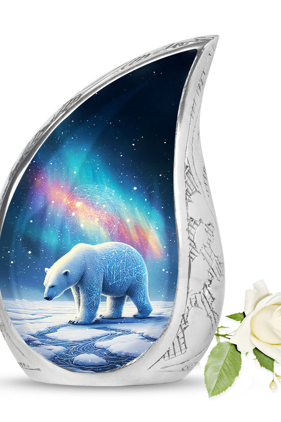 Personalized Blue Revered Bear Cremation Urns for Human Ashes - 10-inch, 200 cu in - Yatskia