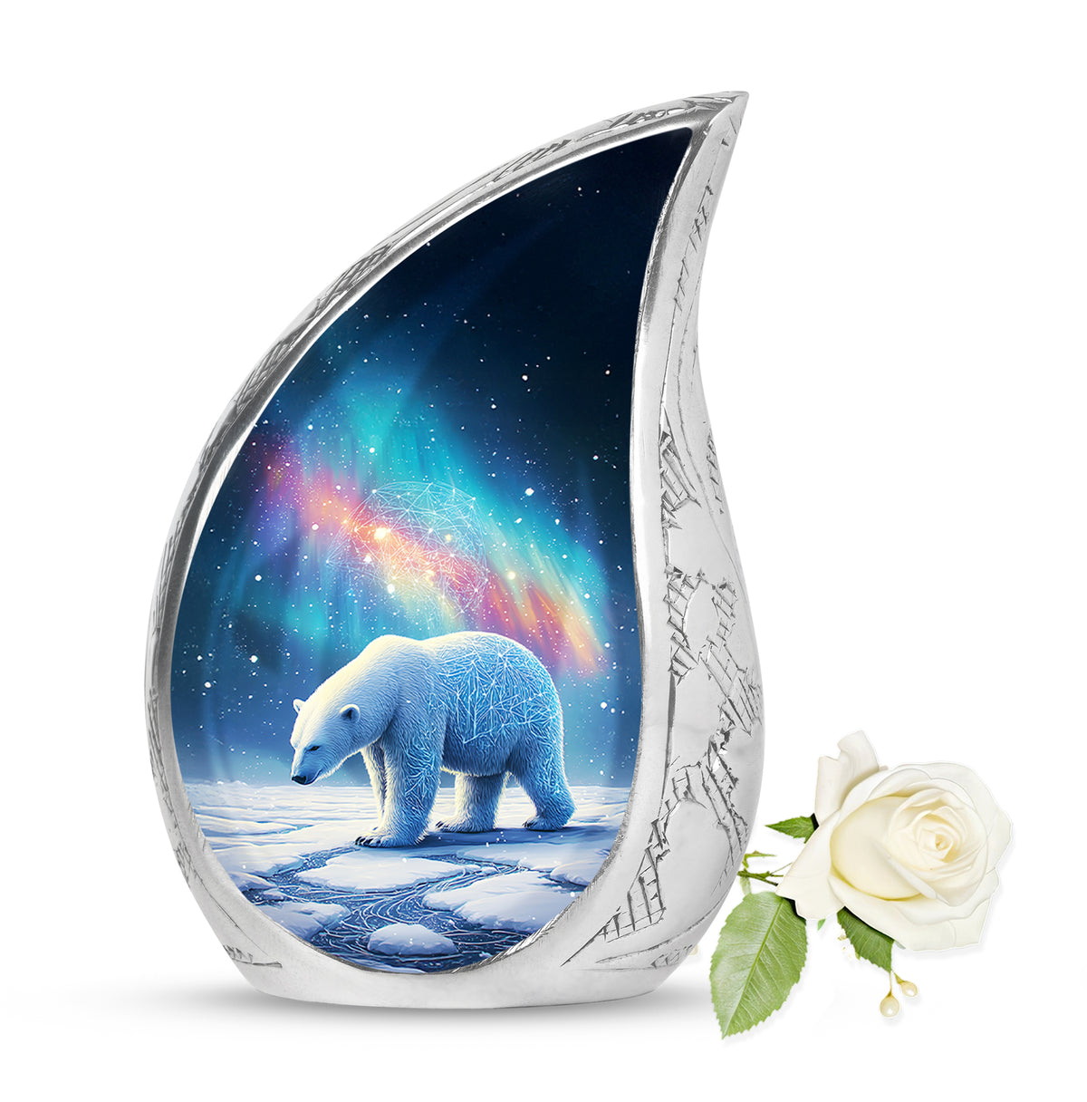 Personalized Blue Revered Bear Cremation Urns for Human Ashes - 10-inch, 200 cu in - Yatskia