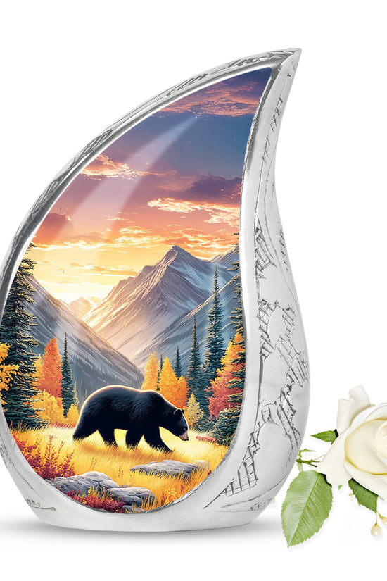 Personalized Gold Steadfast Bear Cremation Urns for Human Ashes - 10-inch, 200 cu in - Yatskia