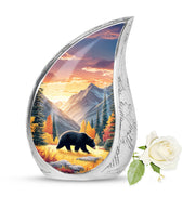 Personalized Gold Steadfast Bear Cremation Urns for Human Ashes - 10-inch, 200 cu in - Yatskia
