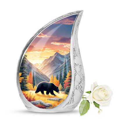 Personalized Gold Steadfast Bear Cremation Urns for Human Ashes - 10-inch, 200 cu in - Yatskia
