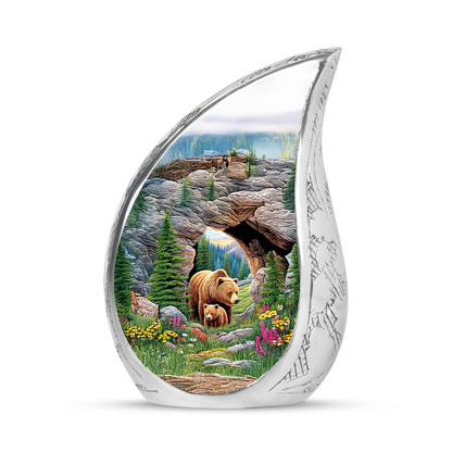 Ethereal Bear Memorial Cremation Urns - Green 10-inch, 200 cu in - Yatskia