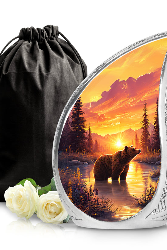 Crimson Red Bear Cremation Urn front view showing detailed design - rounded teardrop bear design with delicate detail - full-size 10 inch 200 cubic inch adult cremation urn