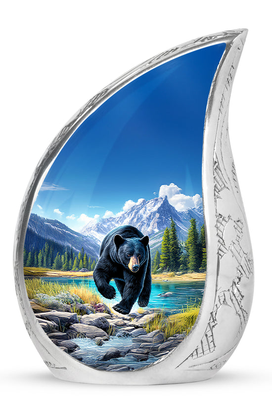 Blue Resounding Bear Memorial Urn for Ashes - 10-inch, 200 cu in - Yatskia