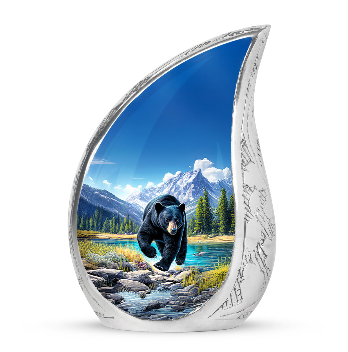 Blue Resounding Bear Memorial Urn for Ashes - 10-inch, 200 cu in - Yatskia