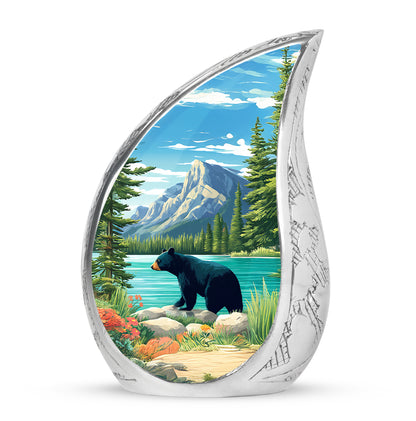 Resplendent Blue Bear Cremation Urn for Ashes - 10-inch, 200 cu in - Yatskia
