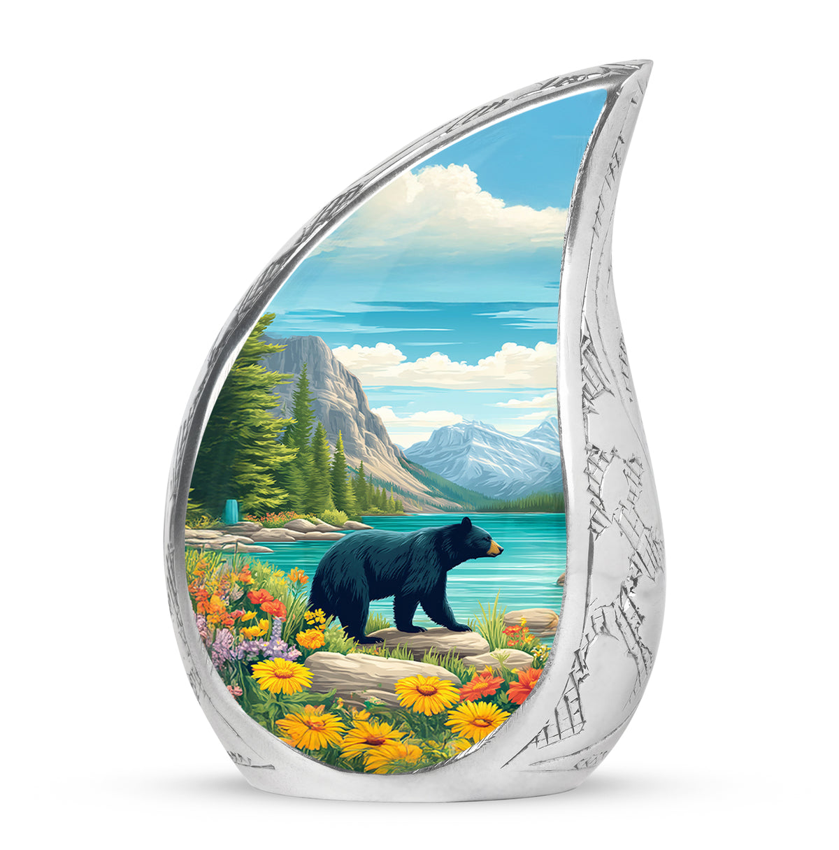 Distinguished Teal Bear Cremation Urn for Ashes - 10-inch, 200 cu in - Yatskia