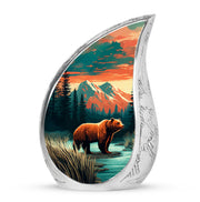 Luminous Teal Bear Benediction Urn for Human Ashes - 10-inch, 200 cu in - Yatskia
