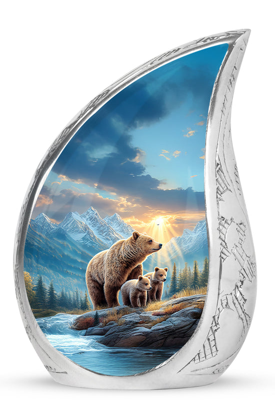 Harmonious Bear Cremation Urns for Human Ashes - Blue 10-inch - Yatskia