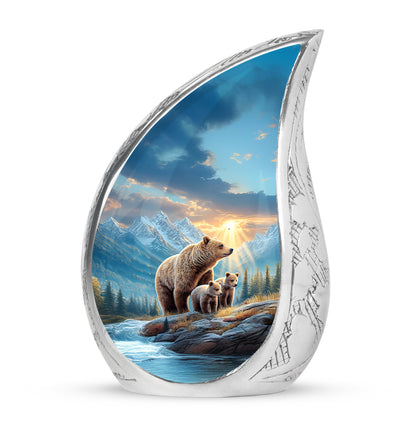 Harmonious Bear Cremation Urns for Human Ashes - Blue 10-inch - Yatskia
