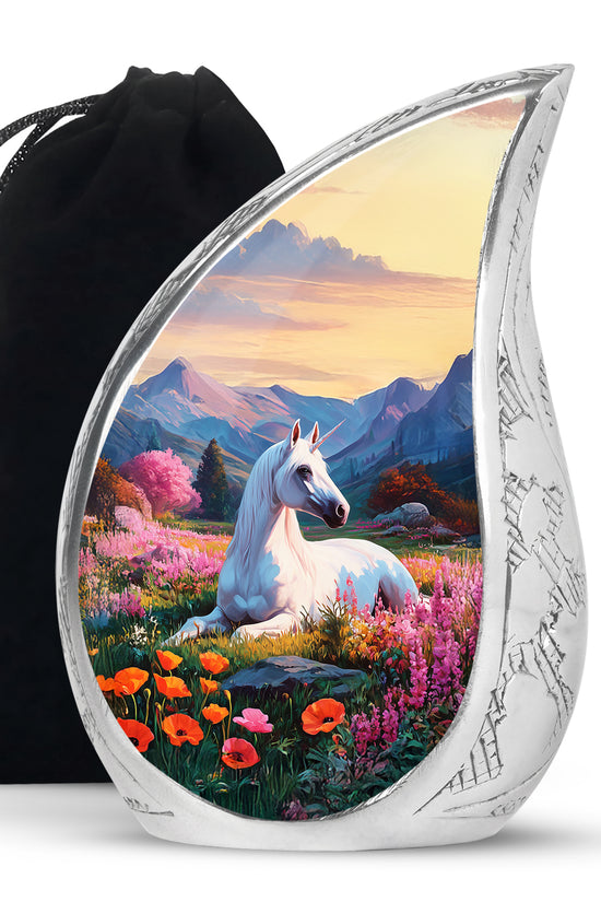 Nature Unicorn Cremation Urn – Flower Field Memorial Urn For Ashes