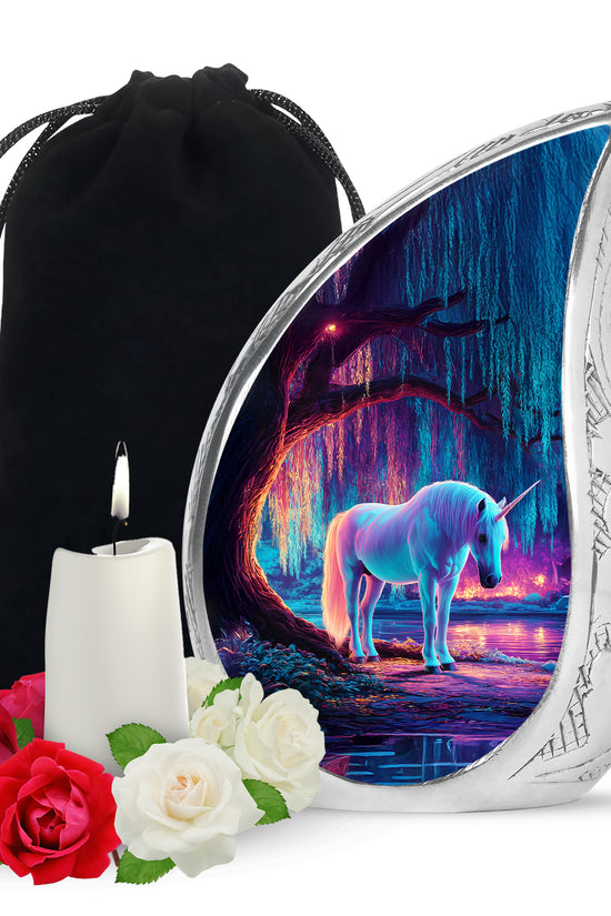 Neon Forest Unicorn Urn - Memorial Urn For Mother & Father