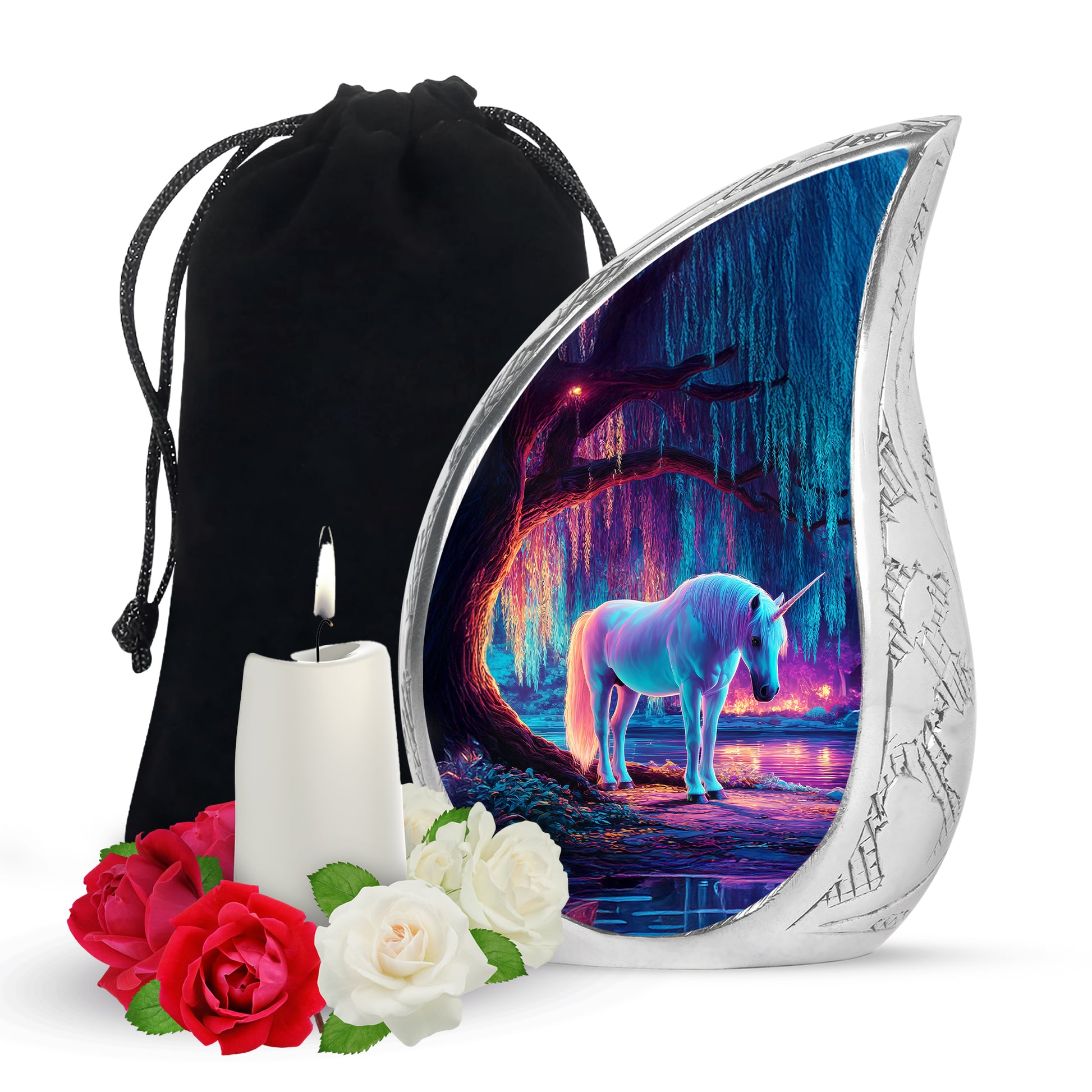 Neon Forest Unicorn Urn - Memorial Urn For Mother & Father