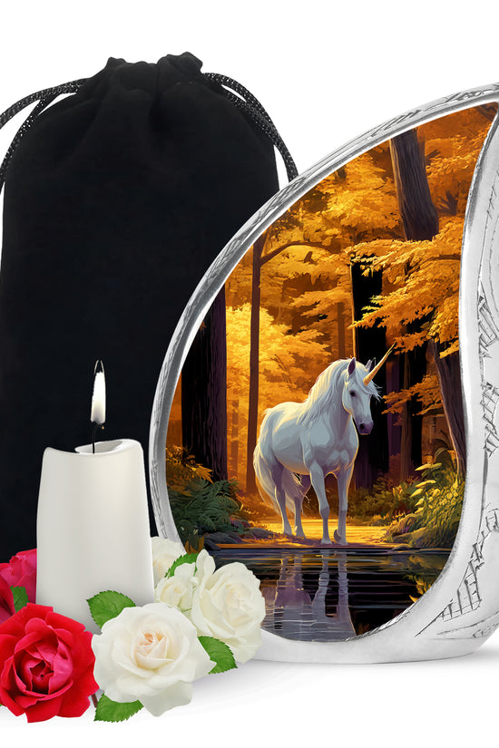 Unicorn Memorial Urn - Autumn Forest Cremation Urn For Adults Ashes