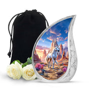 Beautiful Unicorn Theme Funeral Urn - Artistic Aluminium Cremation Urn For Ashes