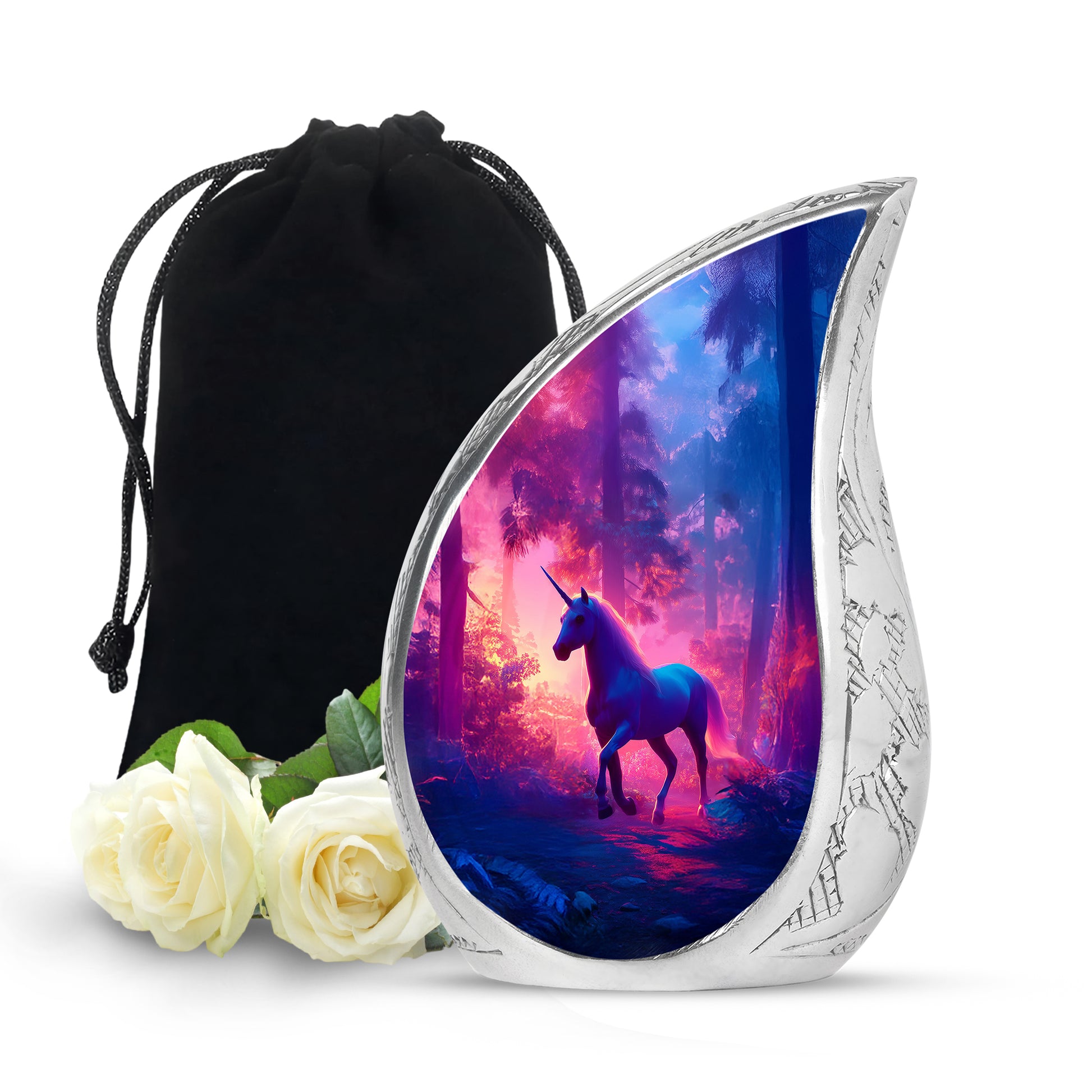 Unicorn Forest Funeral Urn - Neon Aluminium Urn For Human Ashes