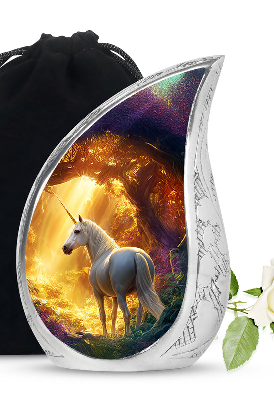 Golden Unicorn Funeral Urn - Forest Memorial Urn For Burial