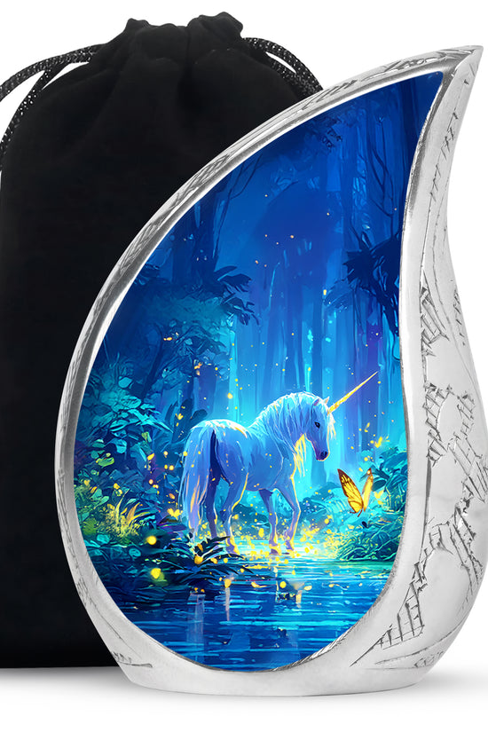 Mystical Unicorn Funeral Urn - Beautiful Forest Memorial Urn For Human Ashes