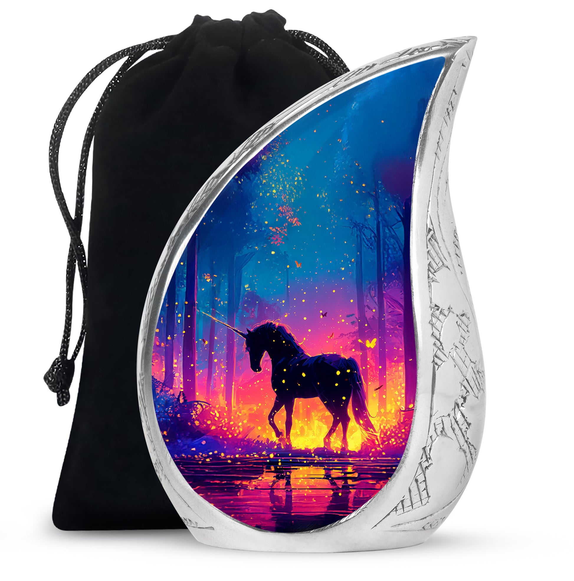 Fire Unicorn Memorial Urn - Forest Funeral Cremation Urn For Adult Ashes