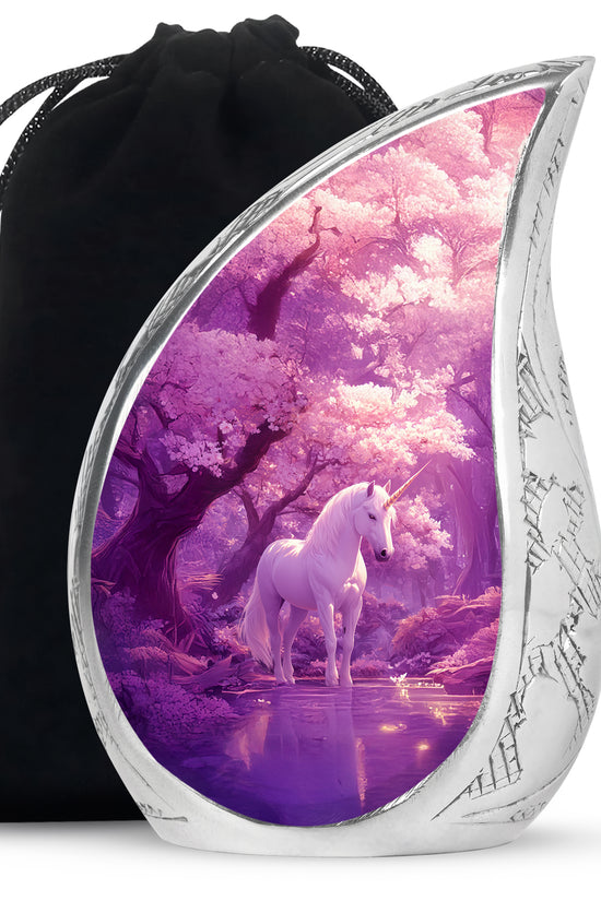 Beautiful Unicorn Cremation Urn - Purple Memorial Urn For Burial