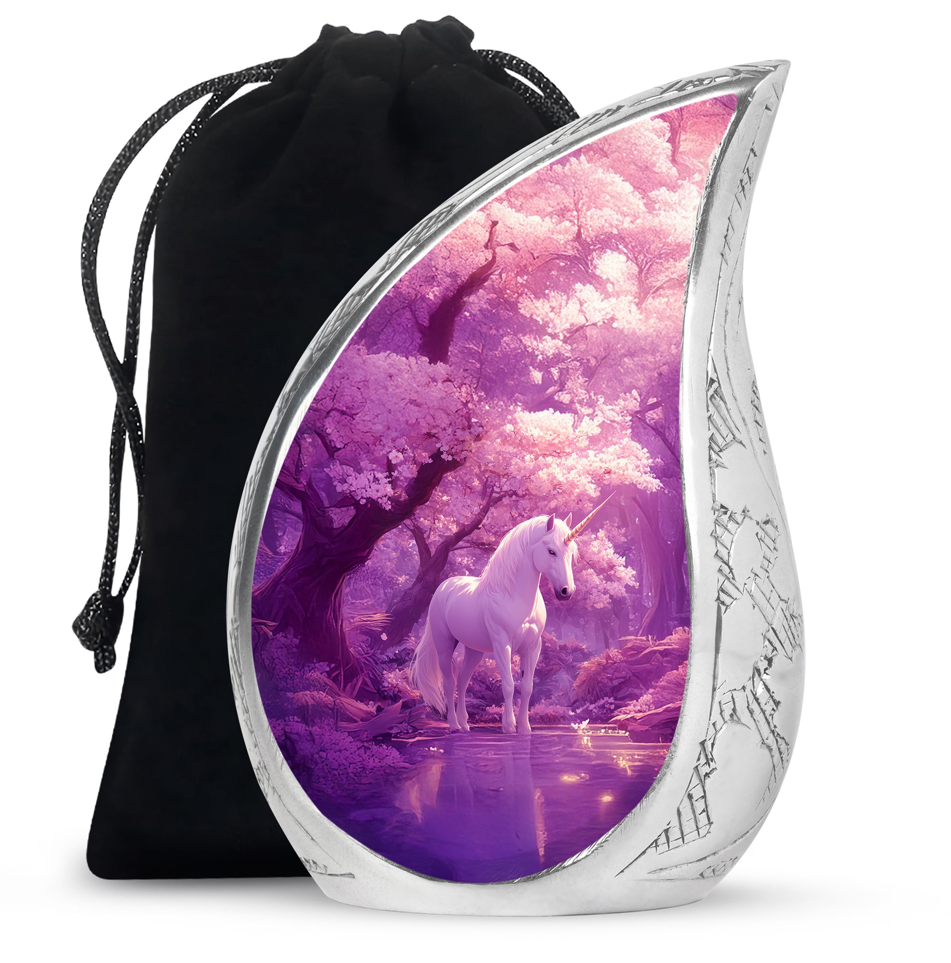 Beautiful Unicorn Cremation Urn - Purple Memorial Urn For Burial