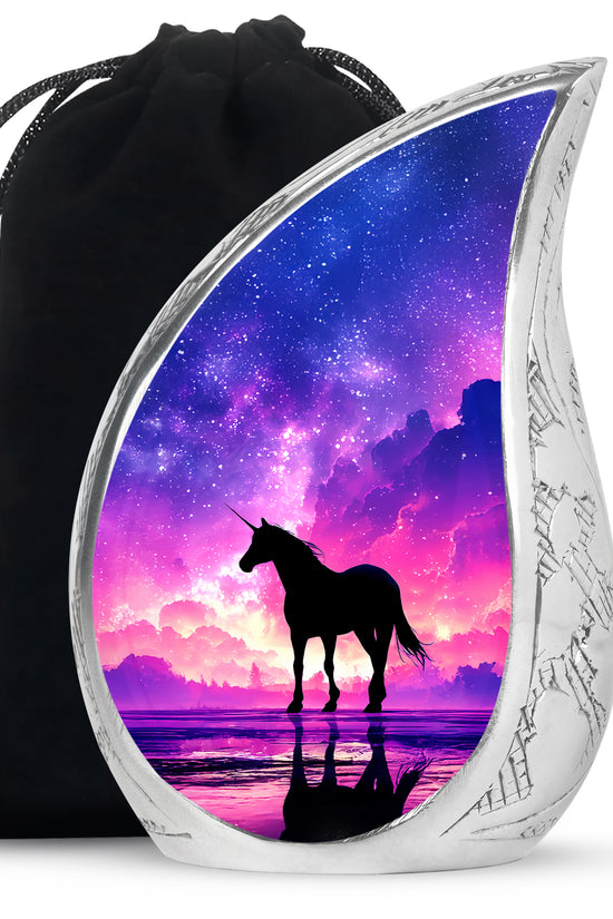 Galaxy Unicorn Cremation Urn - Fantasy Night Sky Memorial Urn For Burial