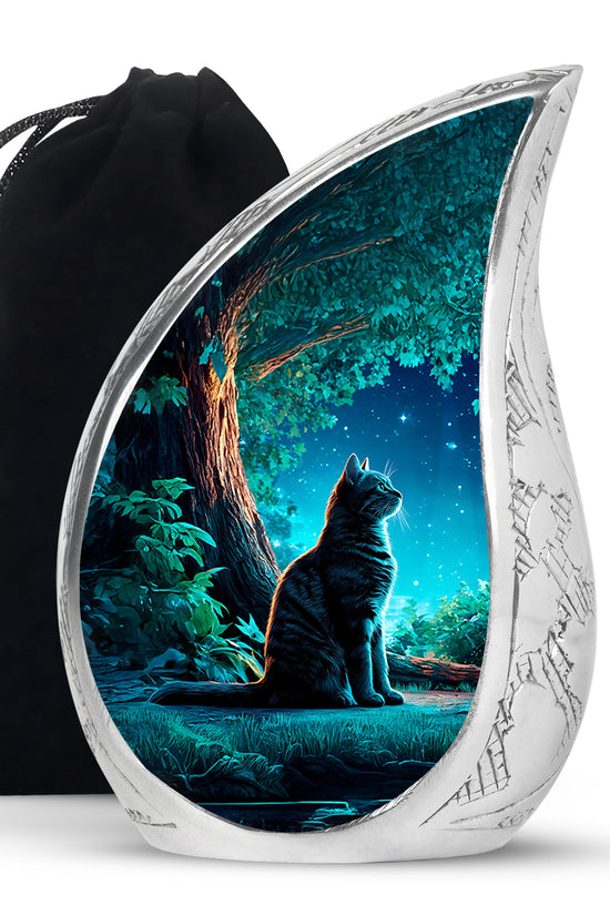 Night Cat Memorial Urn - Moonlight Cremation Urn For Human Ashes