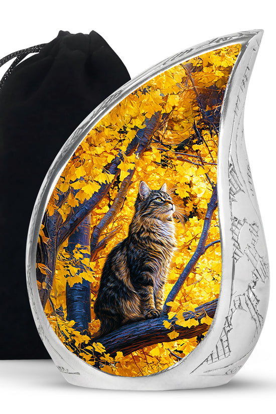 Autumn Nature Cat Cremation Urn - Elegant Funeral Urn For Human Ashes