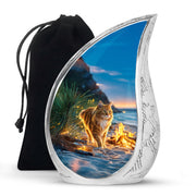 Beach Cat Memorial Urn - Campfire Cremation Urn For Ashes