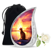 Orange Cat Funeral Urn - Beautiful Sunset Scene Urn For Ashes