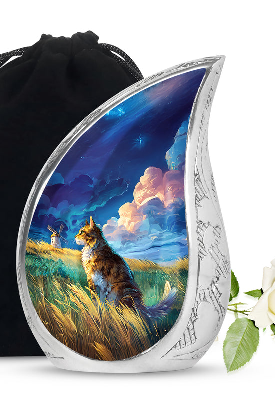 Cat Memorial Urn - Artistic Nature Funeral Urn For Pet Ashes
