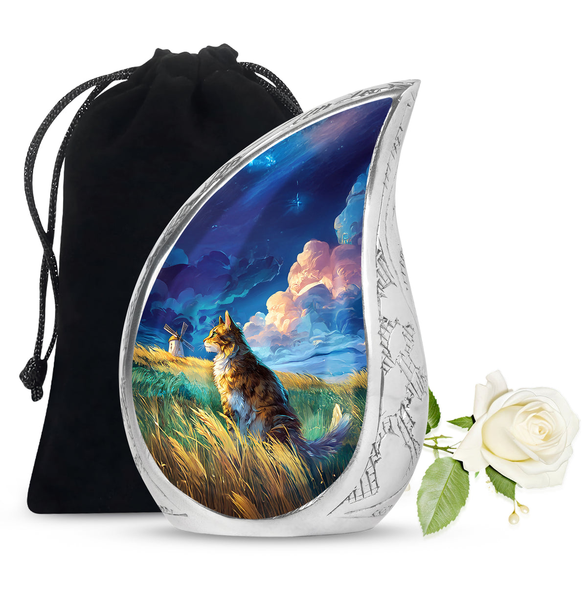 Cat Memorial Urn - Artistic Nature Funeral Urn For Pet Ashes