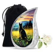 Black Cat Memorial Urn - Sunset Mountain Cremation Urn For Cat Ashes