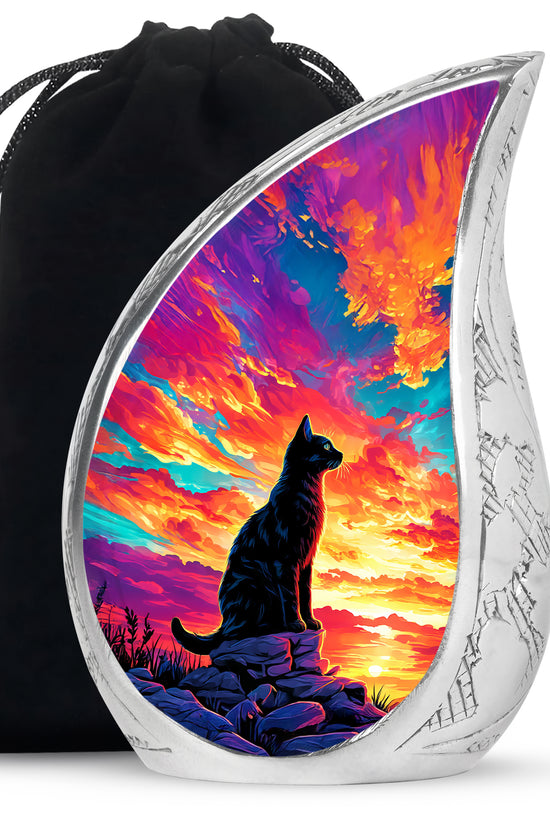 Black Cat Cremation Urn - Artistic Funeral Urn For Pet Ashes