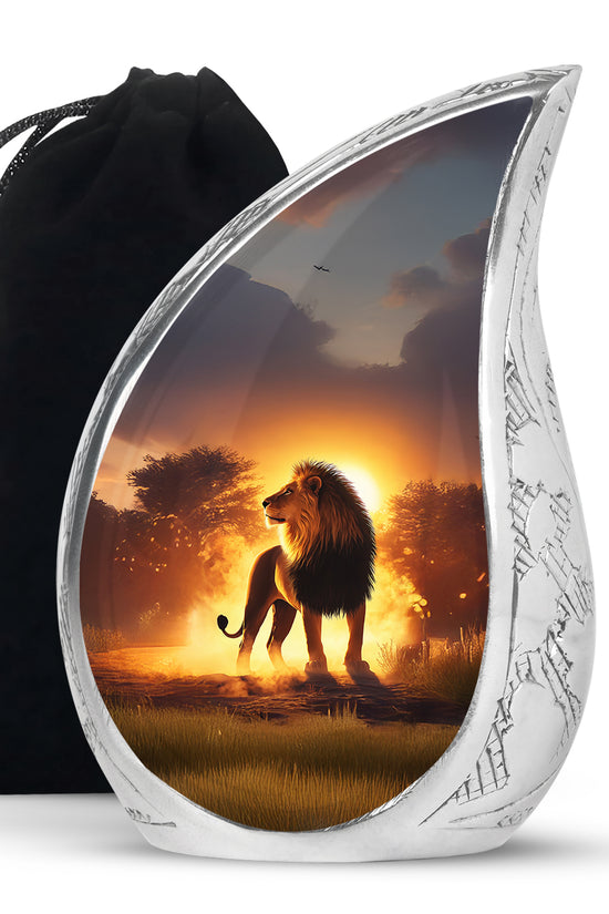 Lion Sunset Urn - Beautiful Burial Urns For Adult Human Ashes